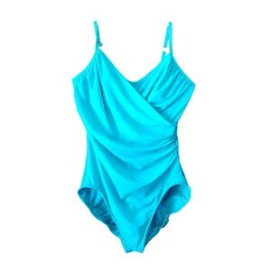 Miraclesuit Women's 16D Swimwear Tummy Control Underwire Bra One Piece Turquoise